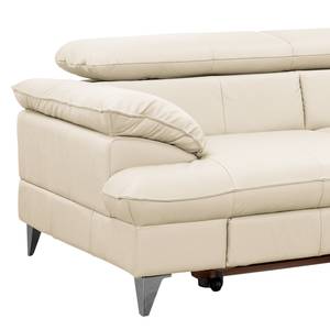 Canapé d’angle Coto I Cuir véritable - Blanc - Méridienne longue à droite (vue de face) - Fonction couchage - Coffre de lit
