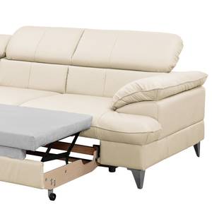 Canapé d’angle Coto I Cuir véritable - Blanc - Méridienne longue à gauche (vue de face) - Fonction couchage - Coffre de lit