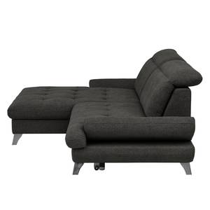 Ecksofa Gorman Microfaser - Schwarz - Longchair davorstehend links - Schlaffunktion