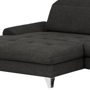 Ecksofa Gorman Microfaser - Schwarz - Longchair davorstehend links - Schlaffunktion