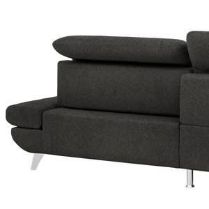 Ecksofa Gorman Microfaser - Schwarz - Longchair davorstehend links - Schlaffunktion