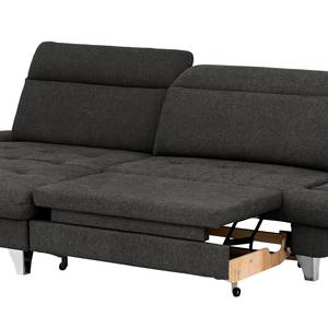 Ecksofa Gorman Microfaser - Schwarz - Longchair davorstehend links - Schlaffunktion