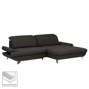 Ecksofa Gorman Microfaser - Schwarz - Longchair davorstehend rechts - Keine Funktion