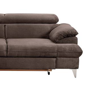 Ecksofa Coto II Microfaser - Taupe - Longchair davorstehend links - Schlaffunktion - Bettkasten