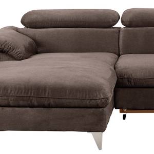 Ecksofa Coto II Microfaser - Taupe - Longchair davorstehend links - Schlaffunktion - Bettkasten