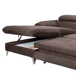 Ecksofa Coto II Microfaser - Taupe - Longchair davorstehend links - Schlaffunktion - Bettkasten