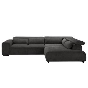 Ecksofa Dolton Microfaser - Anthrazit - Ottomane davorstehend rechts