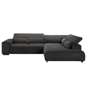 Ecksofa Dolton Microfaser - Anthrazit - Ottomane davorstehend rechts