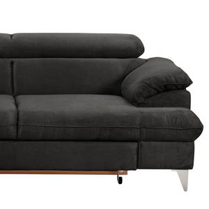 Ecksofa Coto II Microfaser - Schwarz - Longchair davorstehend links - Schlaffunktion - Bettkasten