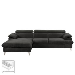 Ecksofa Coto II Microfaser - Schwarz - Longchair davorstehend links - Keine Funktion