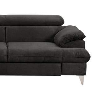 Ecksofa Coto II Microfaser - Schwarz - Longchair davorstehend links - Keine Funktion