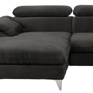 Ecksofa Coto II Microfaser - Schwarz - Longchair davorstehend links - Keine Funktion