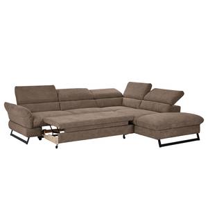 Ecksofa Manson Microfaser - Taupe - Ottomane davorstehend rechts - Schlaffunktion