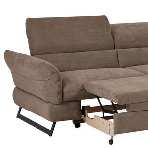 Ecksofa Manson Microfaser - Taupe - Ottomane davorstehend rechts - Schlaffunktion