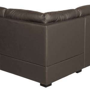 Canapé d’angle Niton Imitation cuir - Basalte mat - Méridienne longue à droite (vue de face) - Sans fonction