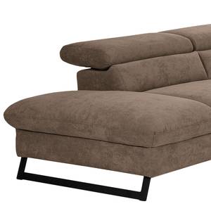 Ecksofa Manson Microfaser - Taupe - Ottomane davorstehend links - Keine Funktion