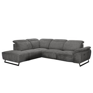 Ecksofa NoHo Microfaser - Grau - Ottomane davorstehend links - Relaxfunktion