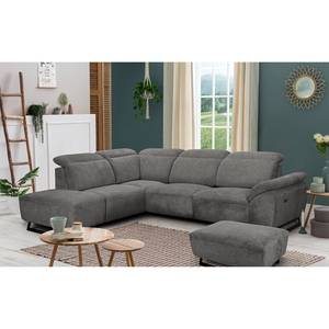 Ecksofa NoHo Microfaser - Grau - Ottomane davorstehend links - Relaxfunktion