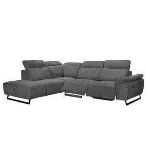 Ecksofa NoHo Microfaser - Grau - Ottomane davorstehend links - Relaxfunktion