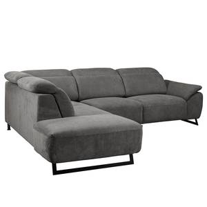 Ecksofa NoHo Microfaser - Grau - Ottomane davorstehend links - Relaxfunktion