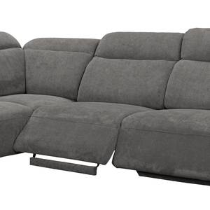 Ecksofa NoHo Microfaser - Grau - Ottomane davorstehend links - Relaxfunktion