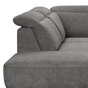 Ecksofa NoHo Microfaser - Grau - Ottomane davorstehend links - Relaxfunktion