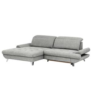 Ecksofa Gorman Microfaser - Lichtgrau - Longchair davorstehend links - Schlaffunktion