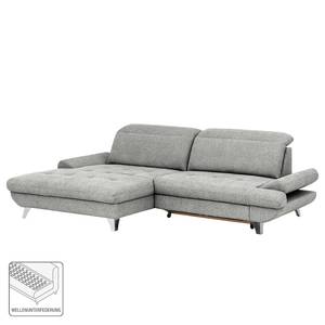 Ecksofa Gorman Microfaser - Lichtgrau - Longchair davorstehend links - Schlaffunktion