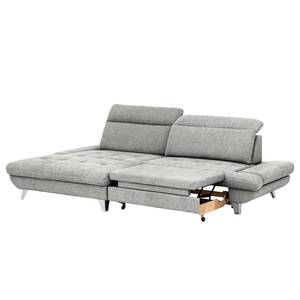 Ecksofa Gorman Microfaser - Lichtgrau - Longchair davorstehend links - Schlaffunktion