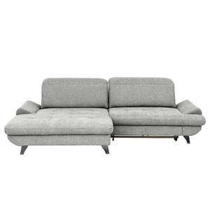 Ecksofa Gorman Microfaser - Lichtgrau - Longchair davorstehend links - Schlaffunktion