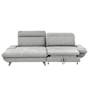 Ecksofa Gorman Microfaser - Lichtgrau - Longchair davorstehend links - Schlaffunktion