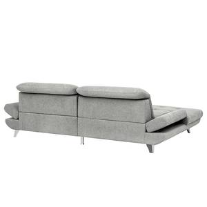 Ecksofa Gorman Microfaser - Lichtgrau - Longchair davorstehend links - Schlaffunktion