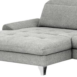 Ecksofa Gorman Microfaser - Lichtgrau - Longchair davorstehend links - Schlaffunktion