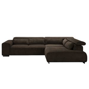 Ecksofa Dolton Microfaser - Espresso - Ottomane davorstehend rechts