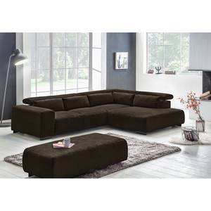 Ecksofa Dolton Microfaser - Espresso - Ottomane davorstehend rechts