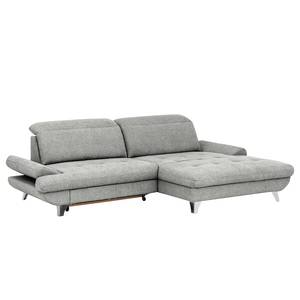 Ecksofa Gorman Microfaser - Lichtgrau - Longchair davorstehend rechts - Keine Funktion