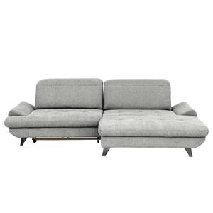 Ecksofa Gorman Microfaser - Lichtgrau - Longchair davorstehend rechts - Keine Funktion