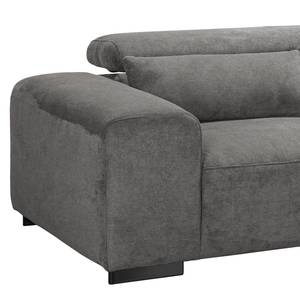 Ecksofa Dolton Microfaser - Grau - Ottomane davorstehend rechts