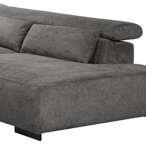 Ecksofa Dolton Microfaser - Grau - Ottomane davorstehend rechts