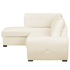 Ecksofa Corwin II Kunstleder - Creme - Ottomane davorstehend links - Keine Funktion