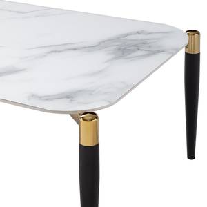 Salontafel Conyers glas/metaal - witte marmeren look/zwart