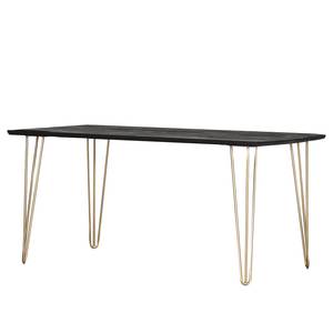 Eettafel Silian massief acaciahout/metaal - zwart acaciahout/goudkleurig - Acacia - 160 x 90 cm