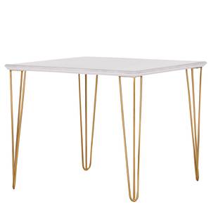 Table Golcar Marbre / Métal - Marbre blanc / Doré - 100 x 100 cm