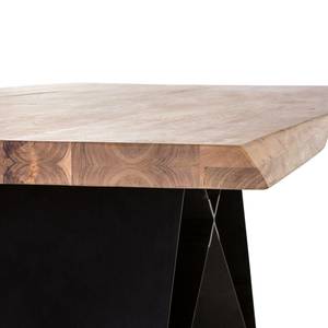 Table haute Tillson Acacia massif / Métal - Acacia marron / Noir - 200 x 100 cm