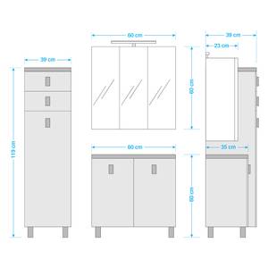 Salle de bain Tulsa V (3 éléments) Éclairage inclus - Blanc