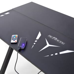 Gaming-tafel MC Racing Basic 4 (met LED-verlichting) - staal - zwart