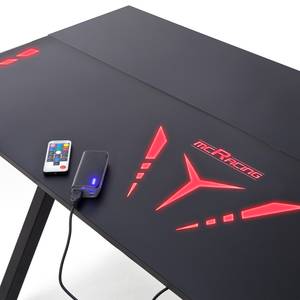 Gaming-tafel MC Racing Basic 4 (met LED-verlichting) - staal - zwart