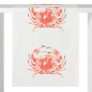 Chemin de table Crab Coton - Blanc / Corail