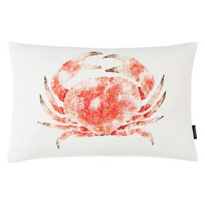 Kussensloop Crab katoen - wit/koraalkleurig