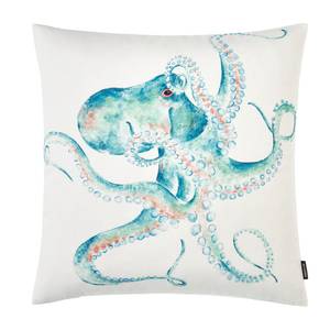 Housse de coussin Octopus Coton - Blanc / Turquoise